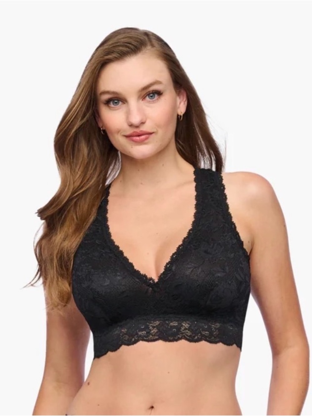 Cosabella Black Lace V-Neck Bralette racerback never say never curvy